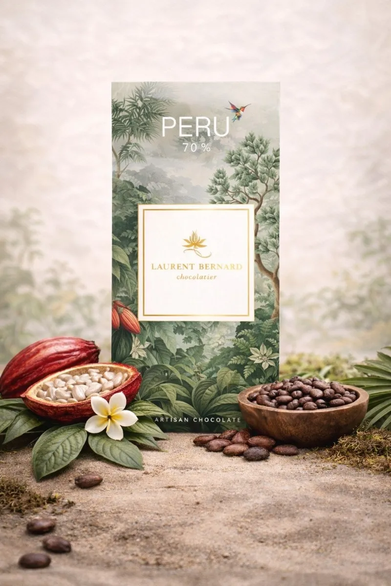 Laurent Bernard Chocolatier Peru organic dark chocolate bar single origin artisan cocoa Singapore
