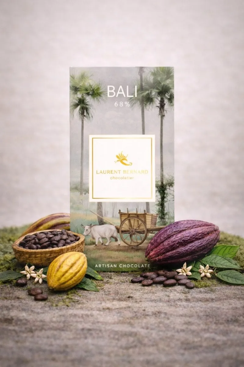 Laurent Bernard Chocolatier dark 68% chocolate bar, rich and intense artisan chocolate for true cocoa lovers and refined gifting.