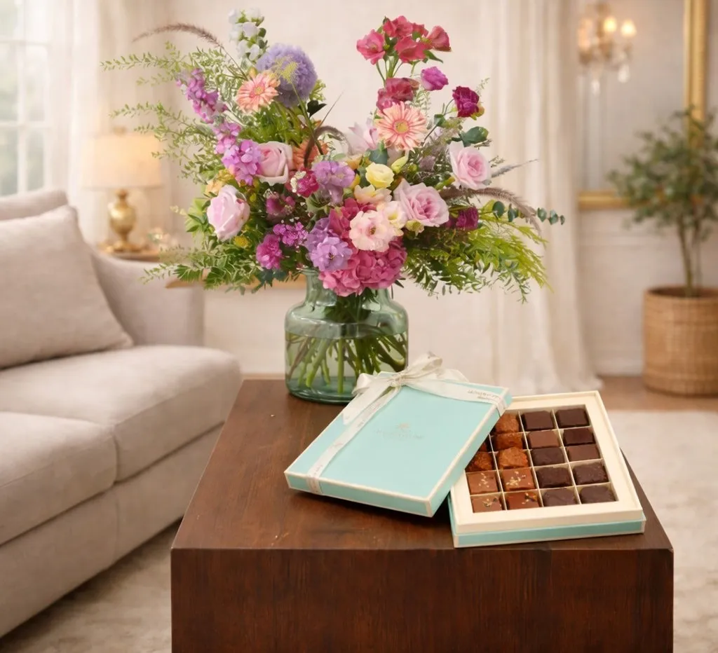 fresh flower and chocolate